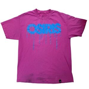 Vintage Y2K 0siris Pink Tee with Blue Drip Logo Skateboard Tee